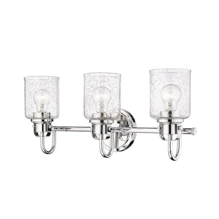 Z-Lite Kinsley 3 Light Vanity, Chrome And Clear Seeded 340-3V-CH